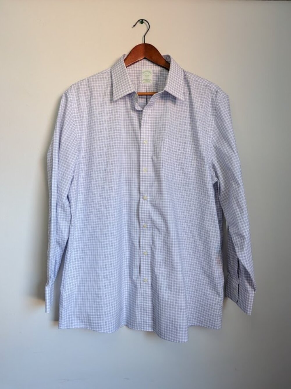 Brooks Brothers Non-Iron Stretch Supima Slim Dress Shirt Mens 17.5 34 Business